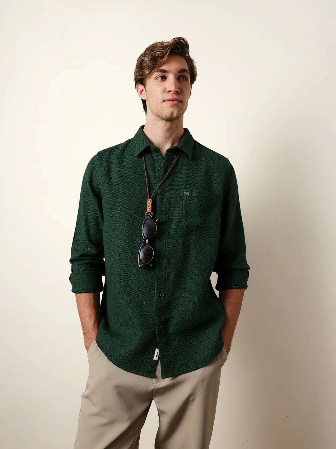 Men Solid Casual Full-Sleeve Shirt