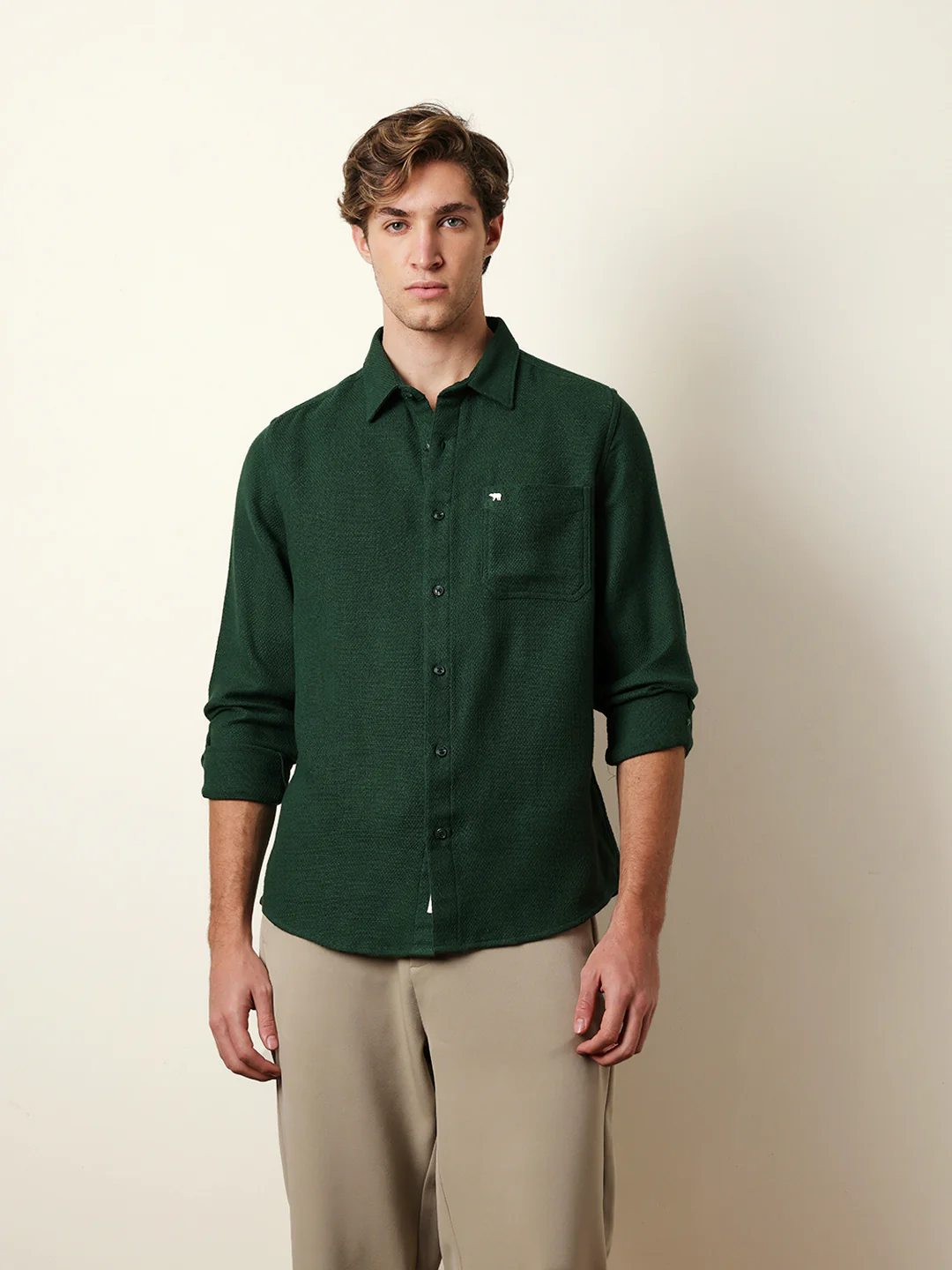 Men Solid Casual Full-Sleeve Shirt - Image 3