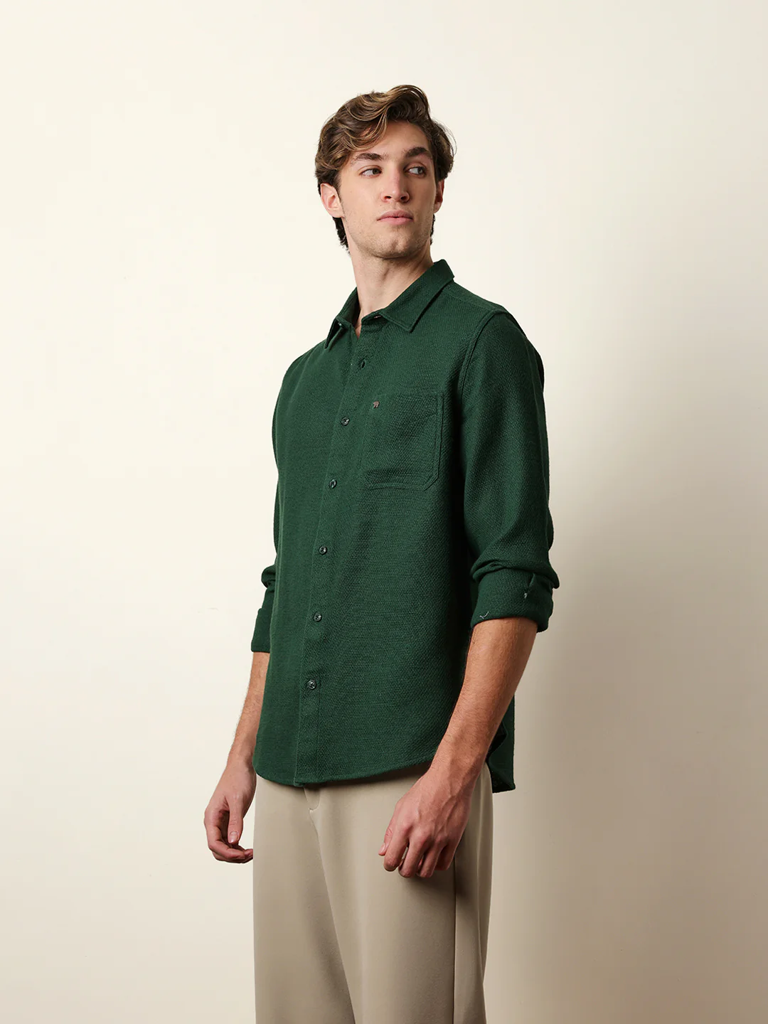 Men Solid Casual Full-Sleeve Shirt - Image 4