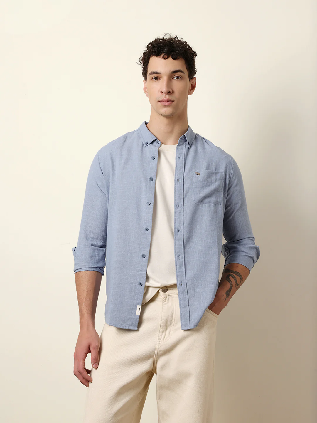 Men Solid Casual Full-Sleeve Shirt - Image 3