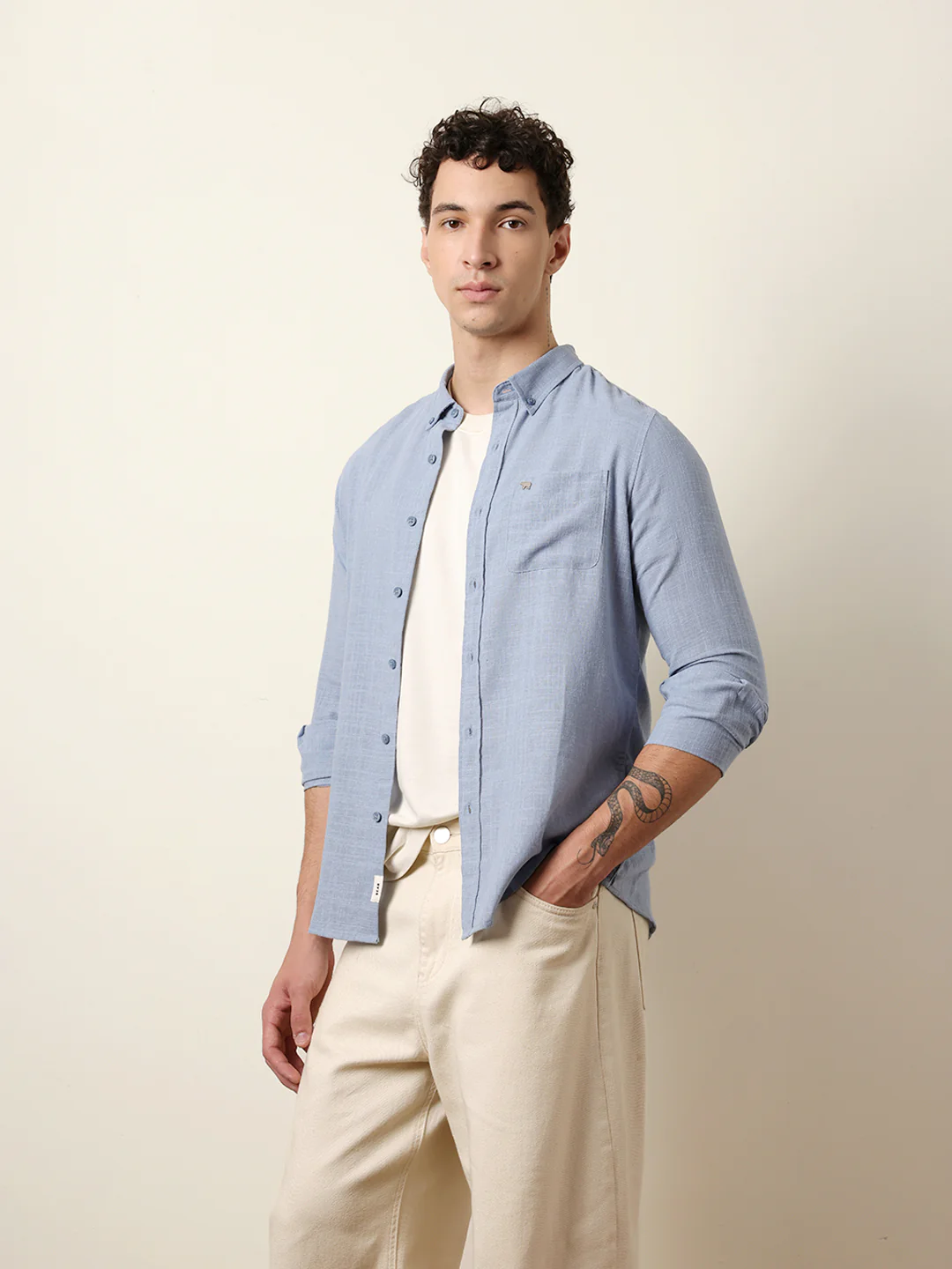 Men Solid Casual Full-Sleeve Shirt - Image 4