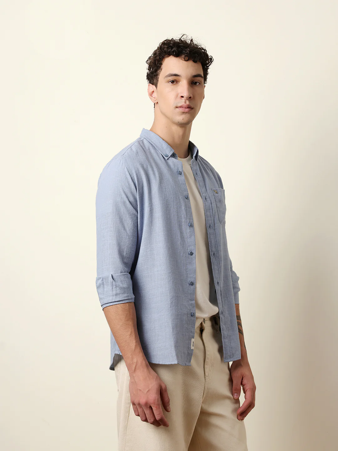 Men Solid Casual Full-Sleeve Shirt - Image 5