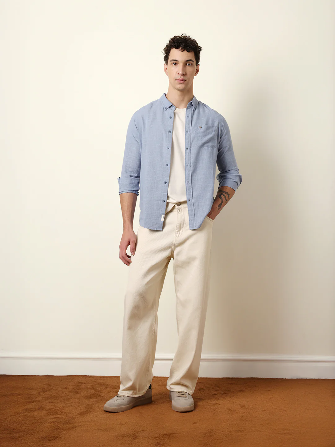 Men Solid Casual Full-Sleeve Shirt - Image 8