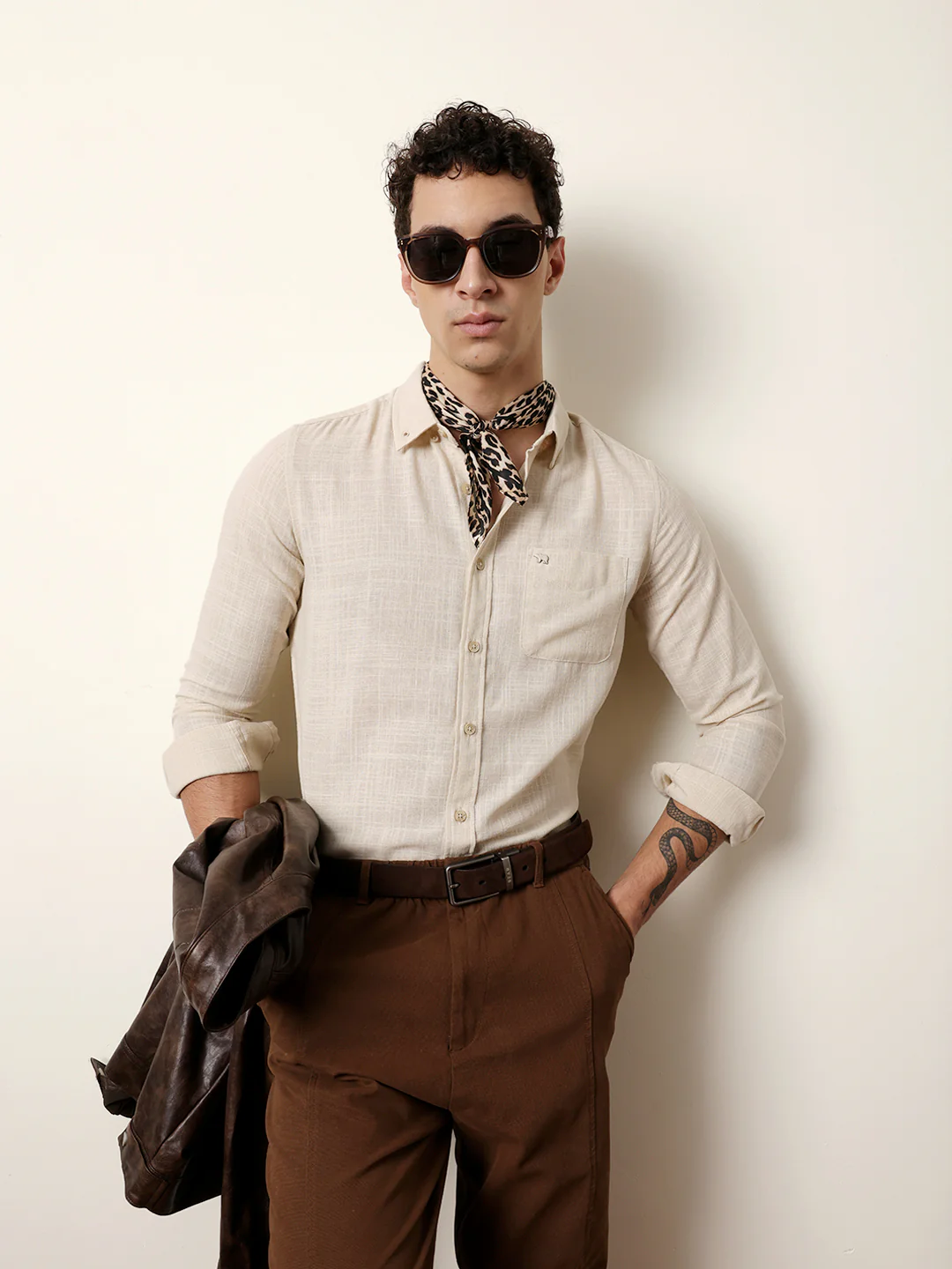 Men Solid Casual Full-Sleeve Shirt