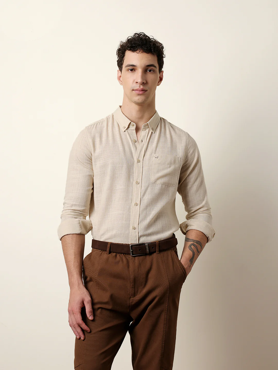 Men Solid Casual Full-Sleeve Shirt - Image 3