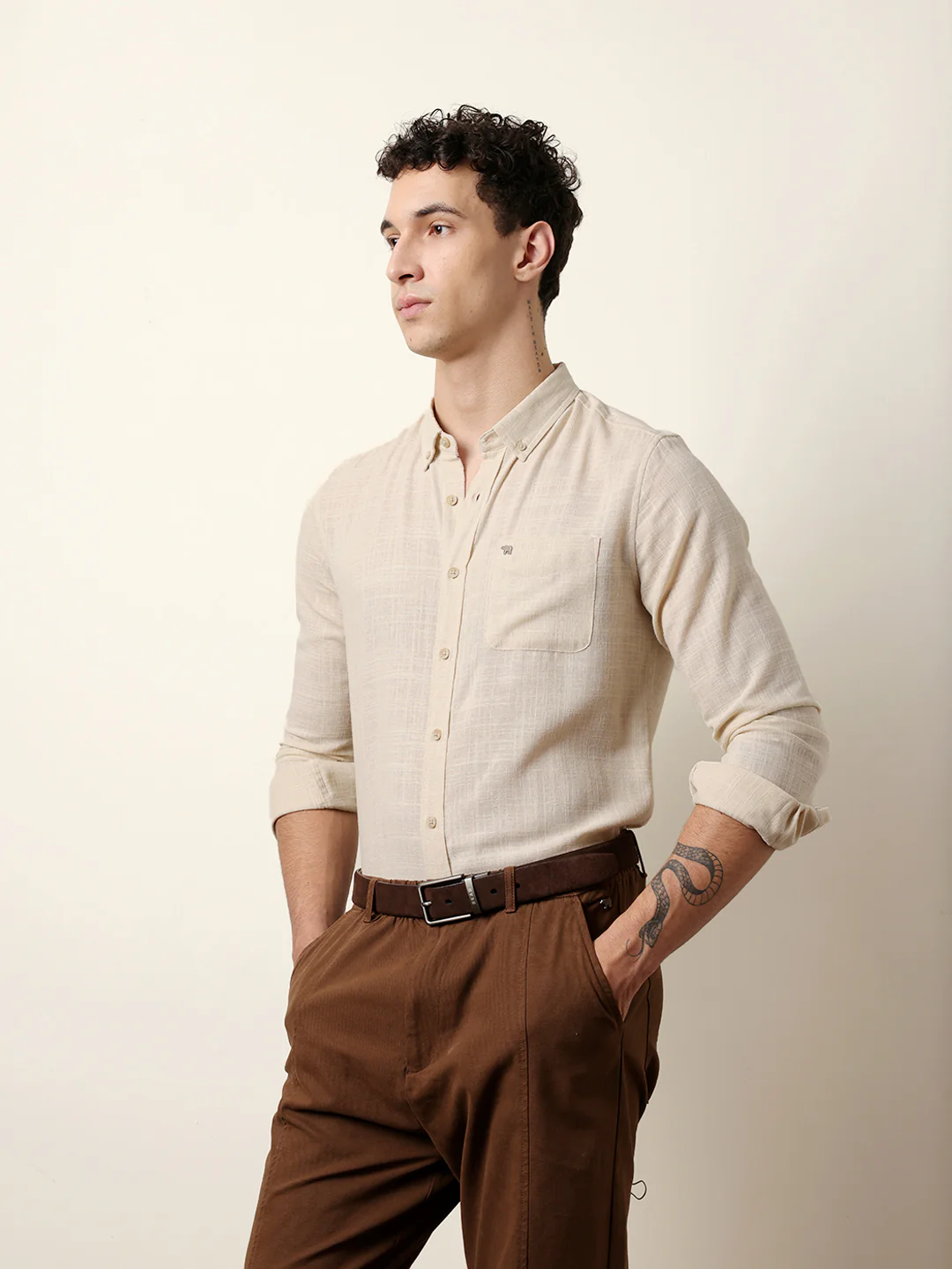 Men Solid Casual Full-Sleeve Shirt - Image 4