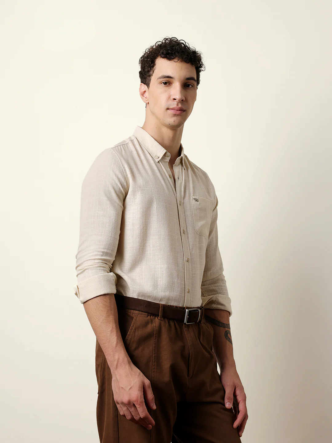 Men Solid Casual Full-Sleeve Shirt - Image 5