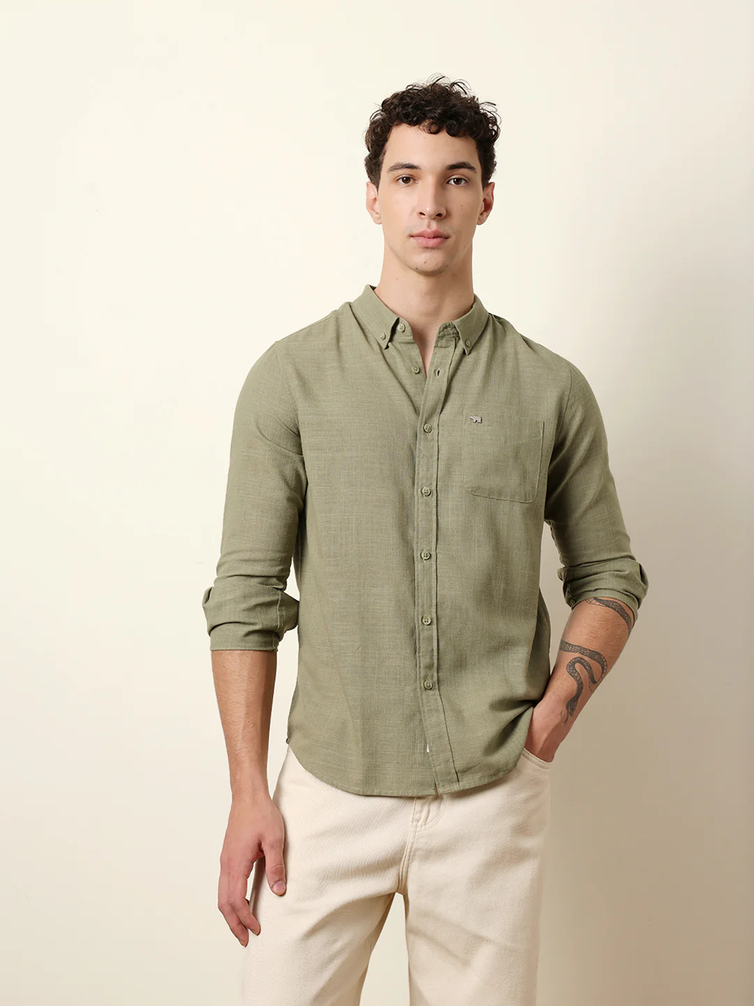 Men Solid Casual Full-Sleeve Shirt - Image 3