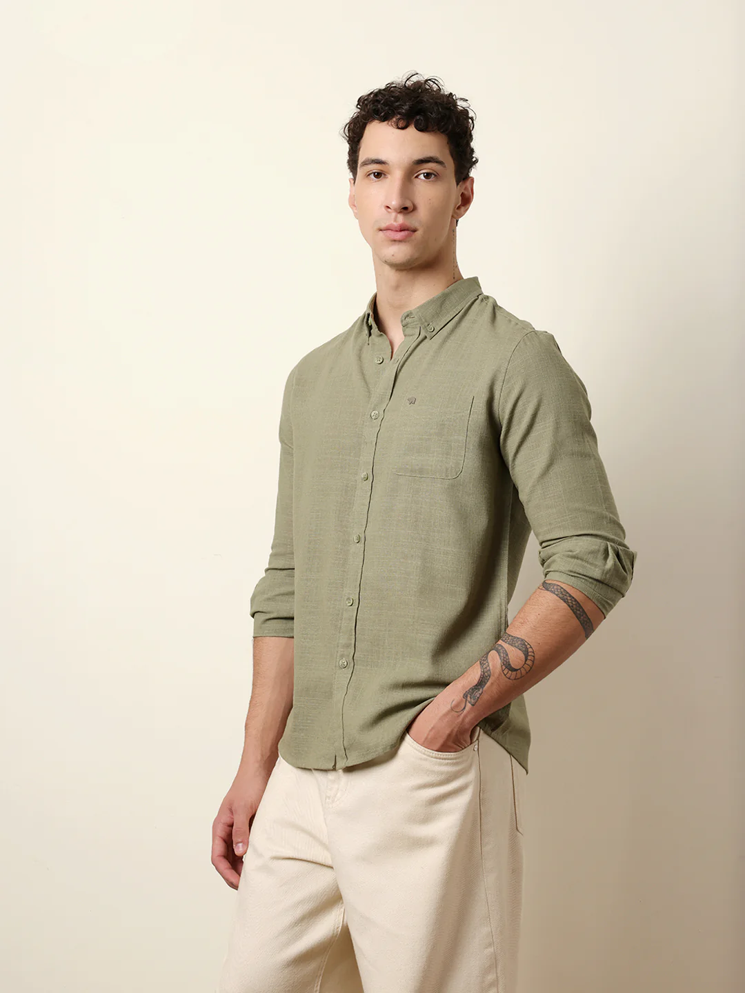 Men Solid Casual Full-Sleeve Shirt - Image 4