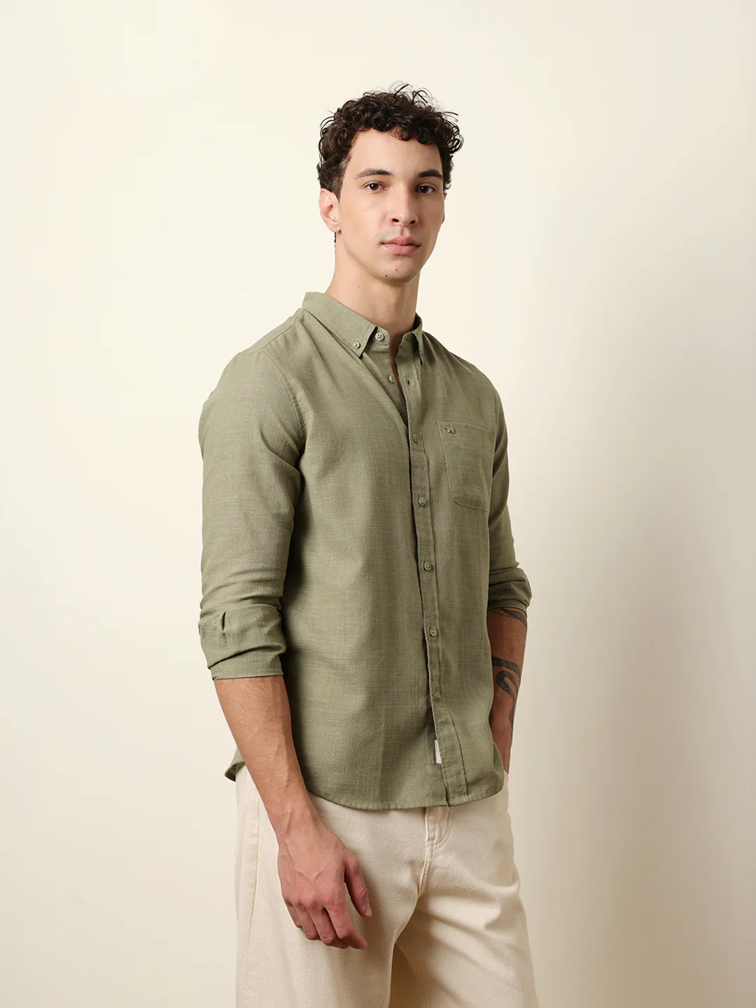 Men Solid Casual Full-Sleeve Shirt - Image 5