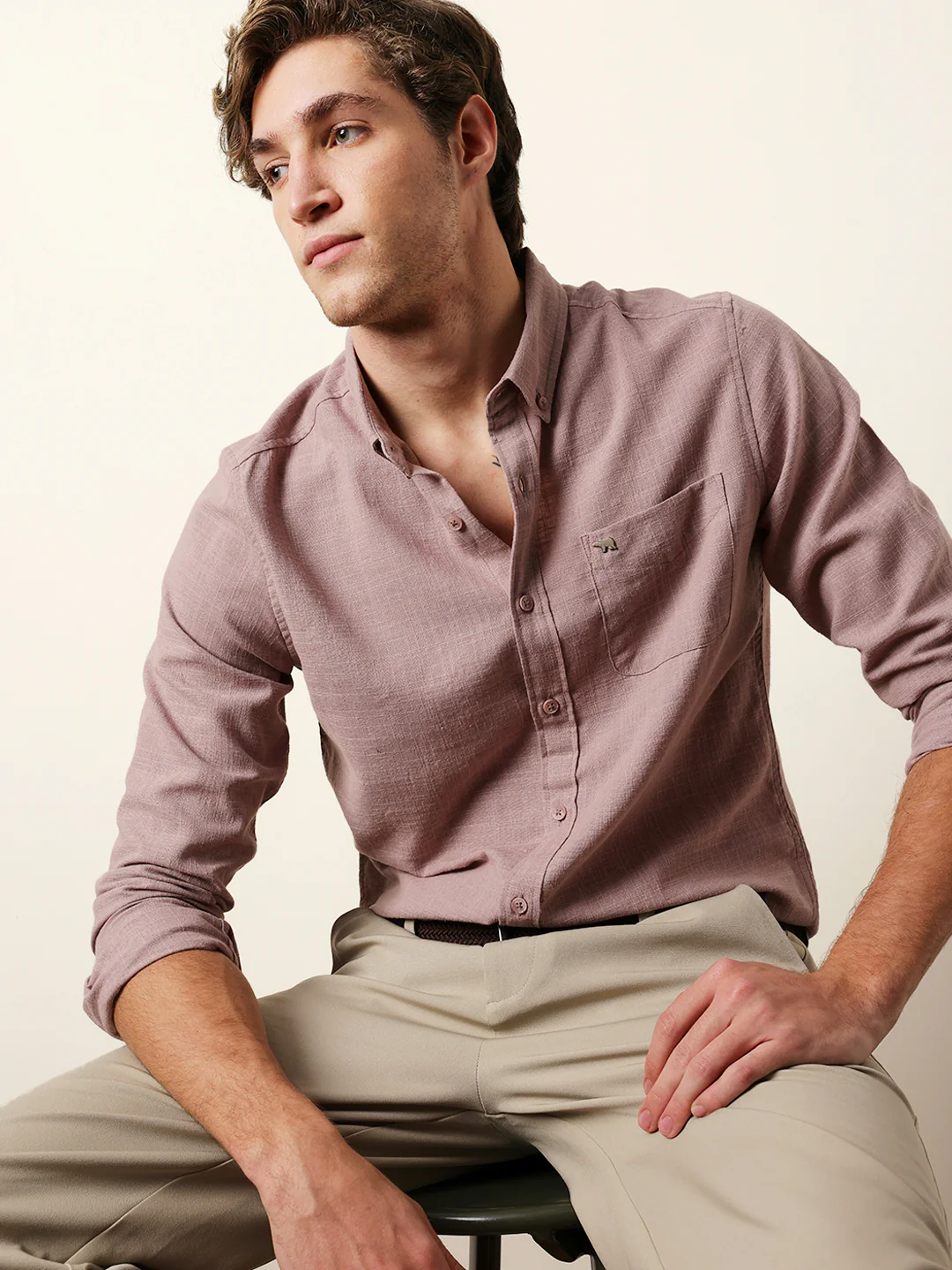 Men Solid Casual Full-Sleeve Shirt