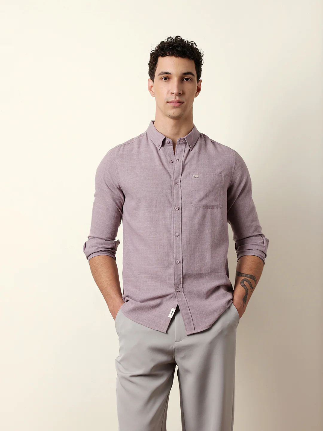 Men Solid Casual Full-Sleeve Shirt - Image 3