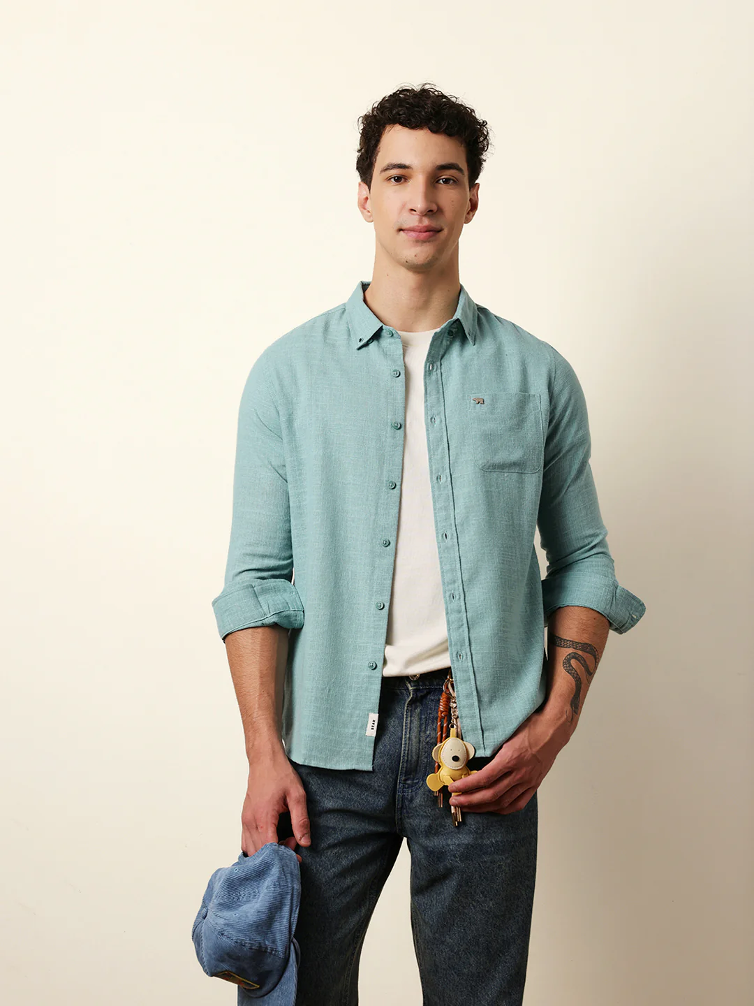 Men Solid Casual Full-Sleeve Shirt