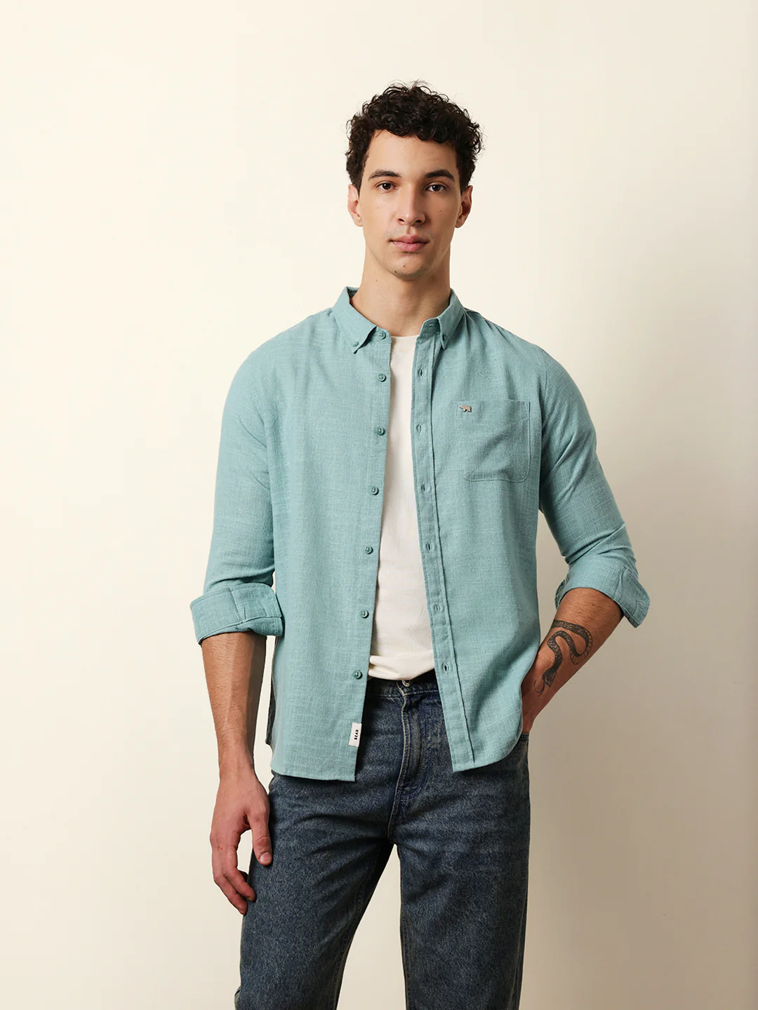 Men Solid Casual Full-Sleeve Shirt - Image 4