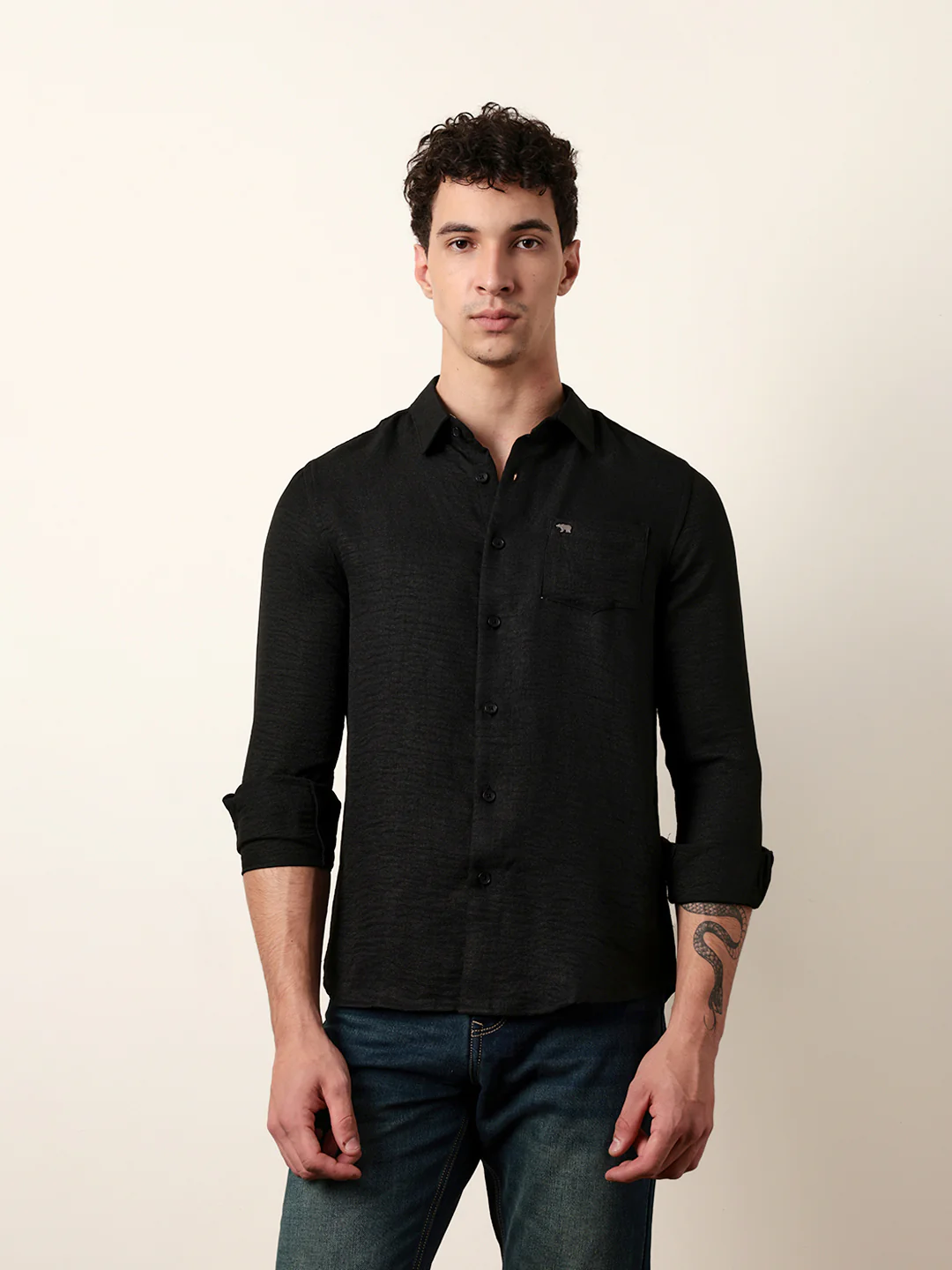 Men Solid Casual Full-Sleeve Shirt - Image 2
