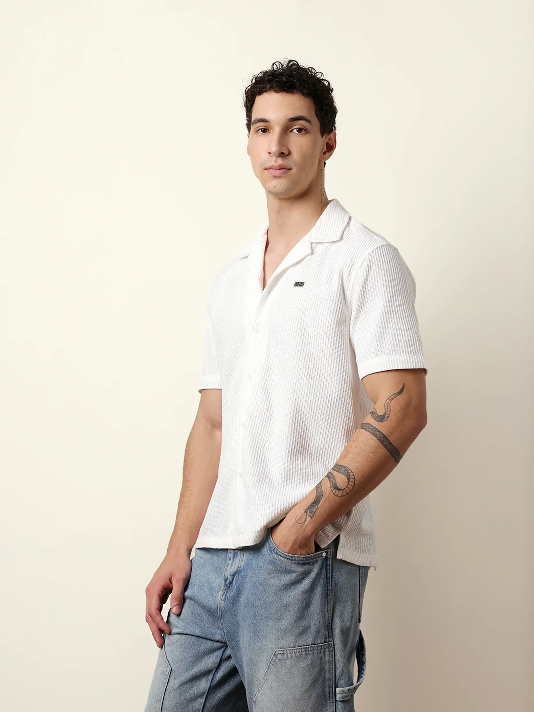 Men Solid Casual Half-Sleeve Shirt - Image 5