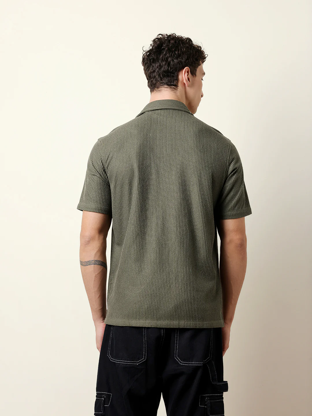 Men Solid Casual Half-Sleeve Shirt - Image 6