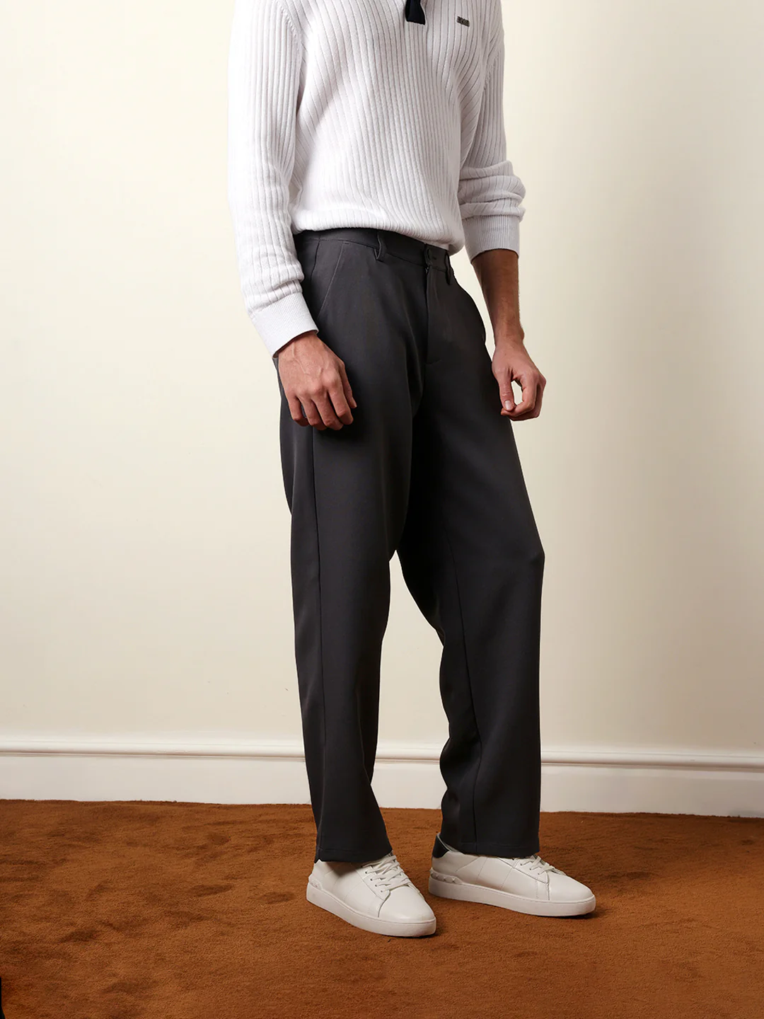 Men Solid Casual Trouser - Image 5