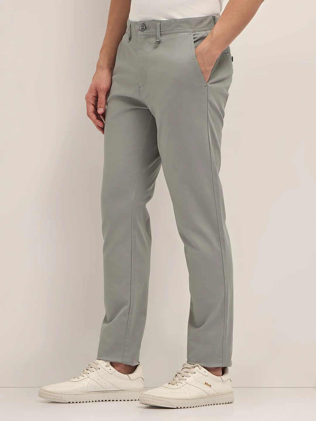 Men Solid Cotton Casual Trouser - Image 3