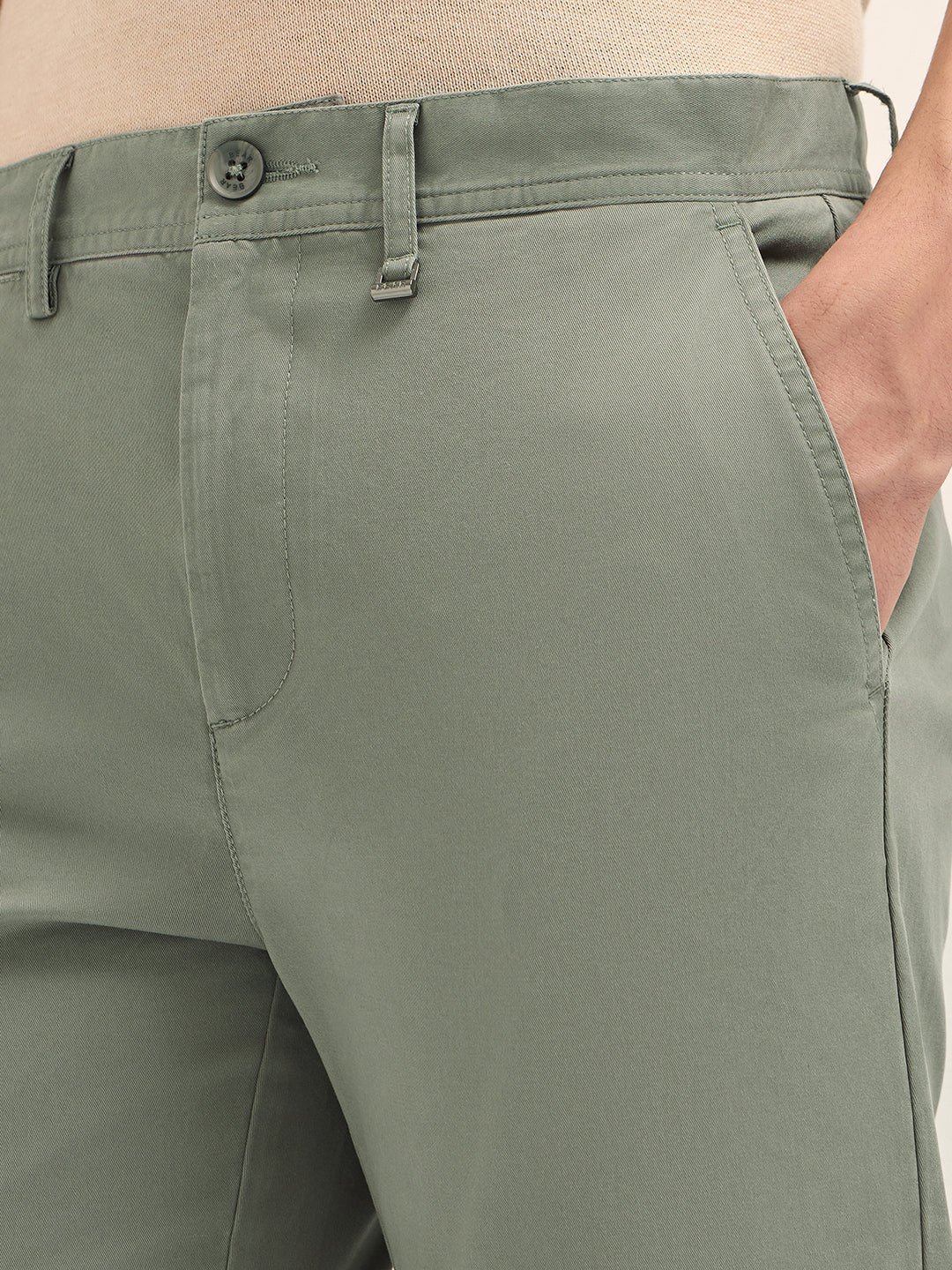 Men Solid Cotton Casual Trouser - Image 5