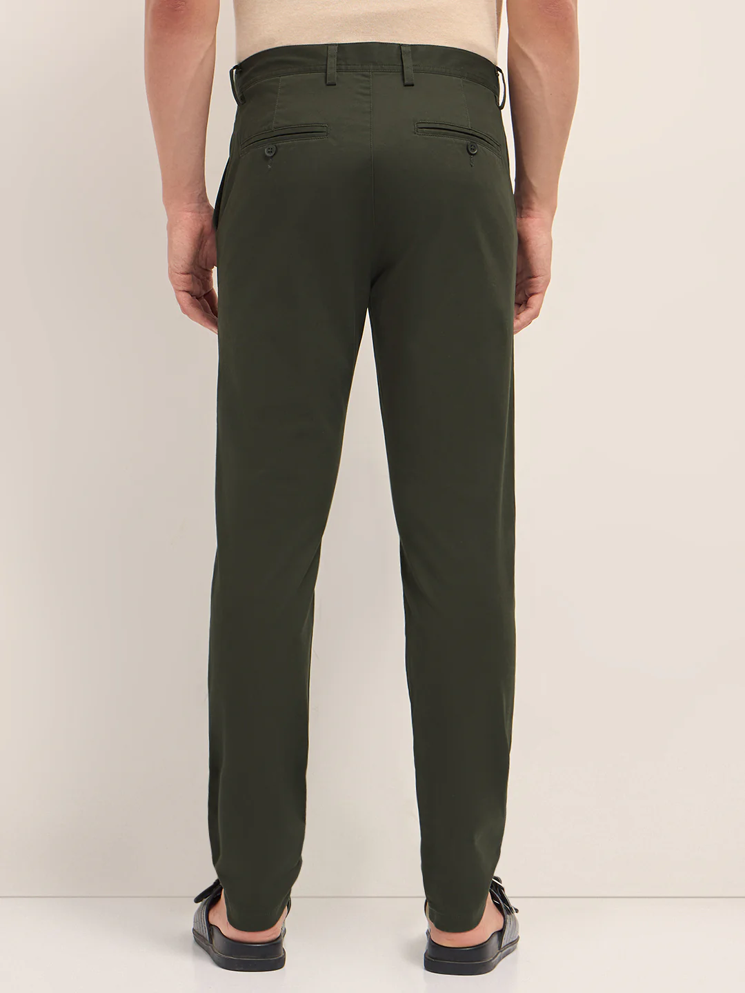 Men Solid Cotton Casual Trouser - Image 2