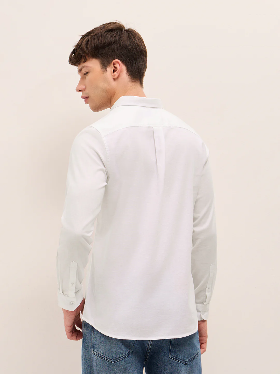 Men Solid Cotton Linen Casual Shirt - Image 2