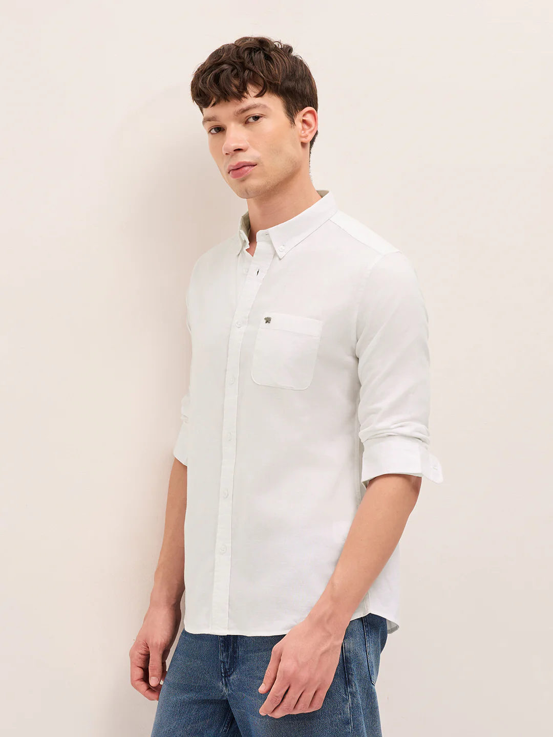 Men Solid Cotton Linen Casual Shirt - Image 3