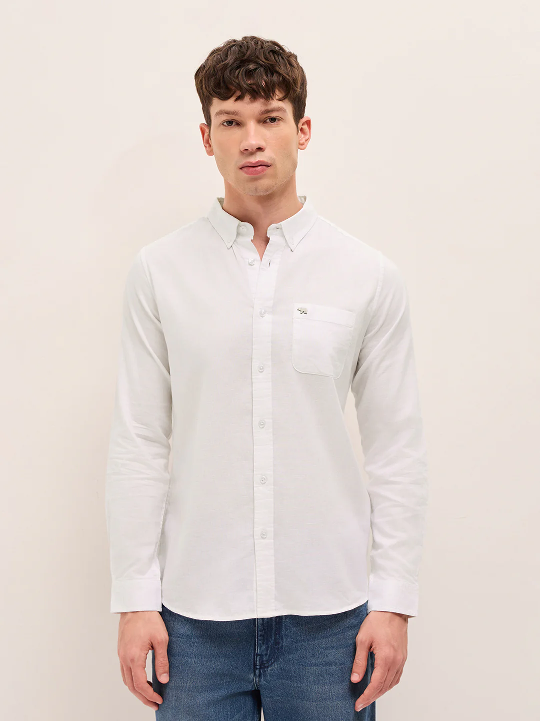 Men Solid Cotton Linen Casual Shirt - Image 6