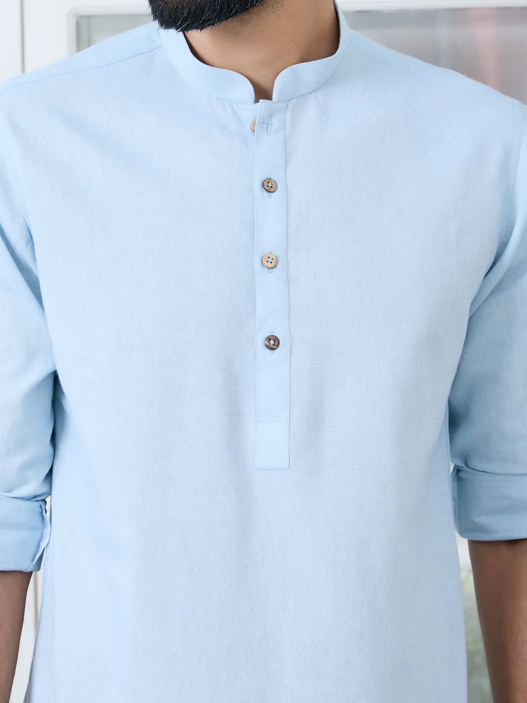 Men Solid cotton Short Kurta - Image 2