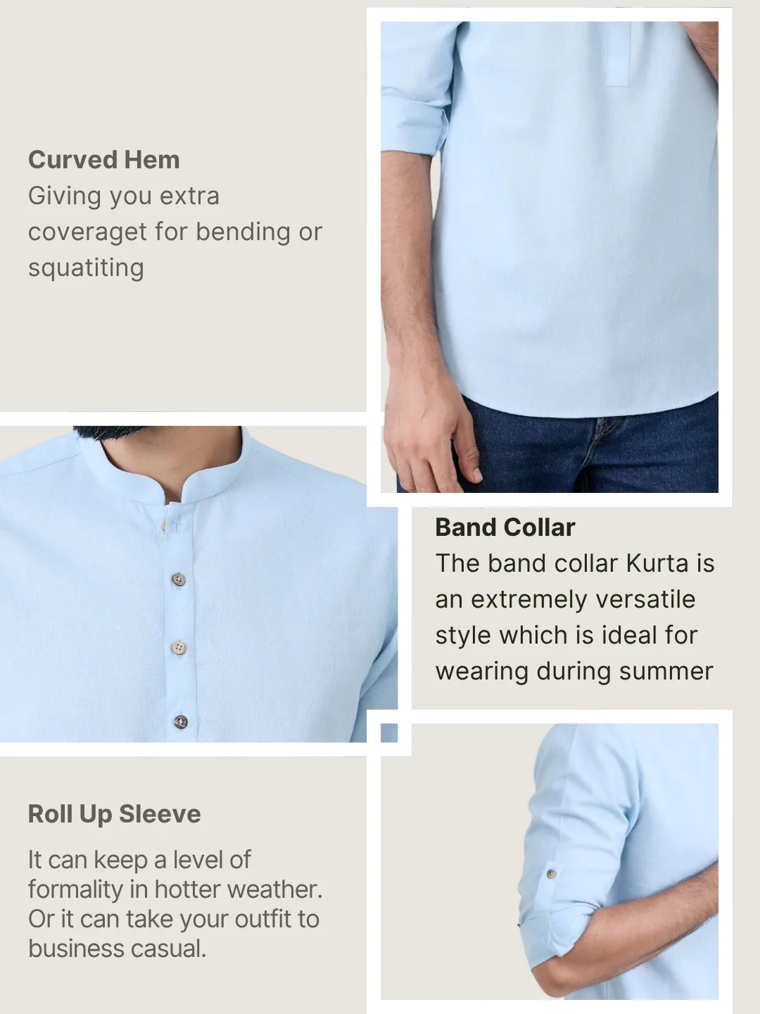 Men Solid cotton Short Kurta - Image 4