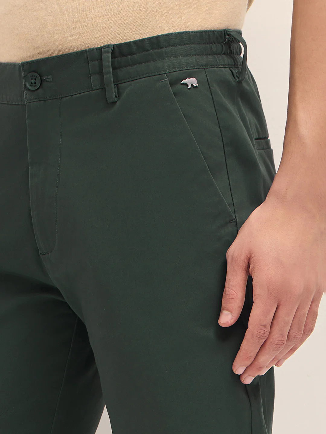 Men Solid Cotton Smart Fit Casual Trouser - Image 5
