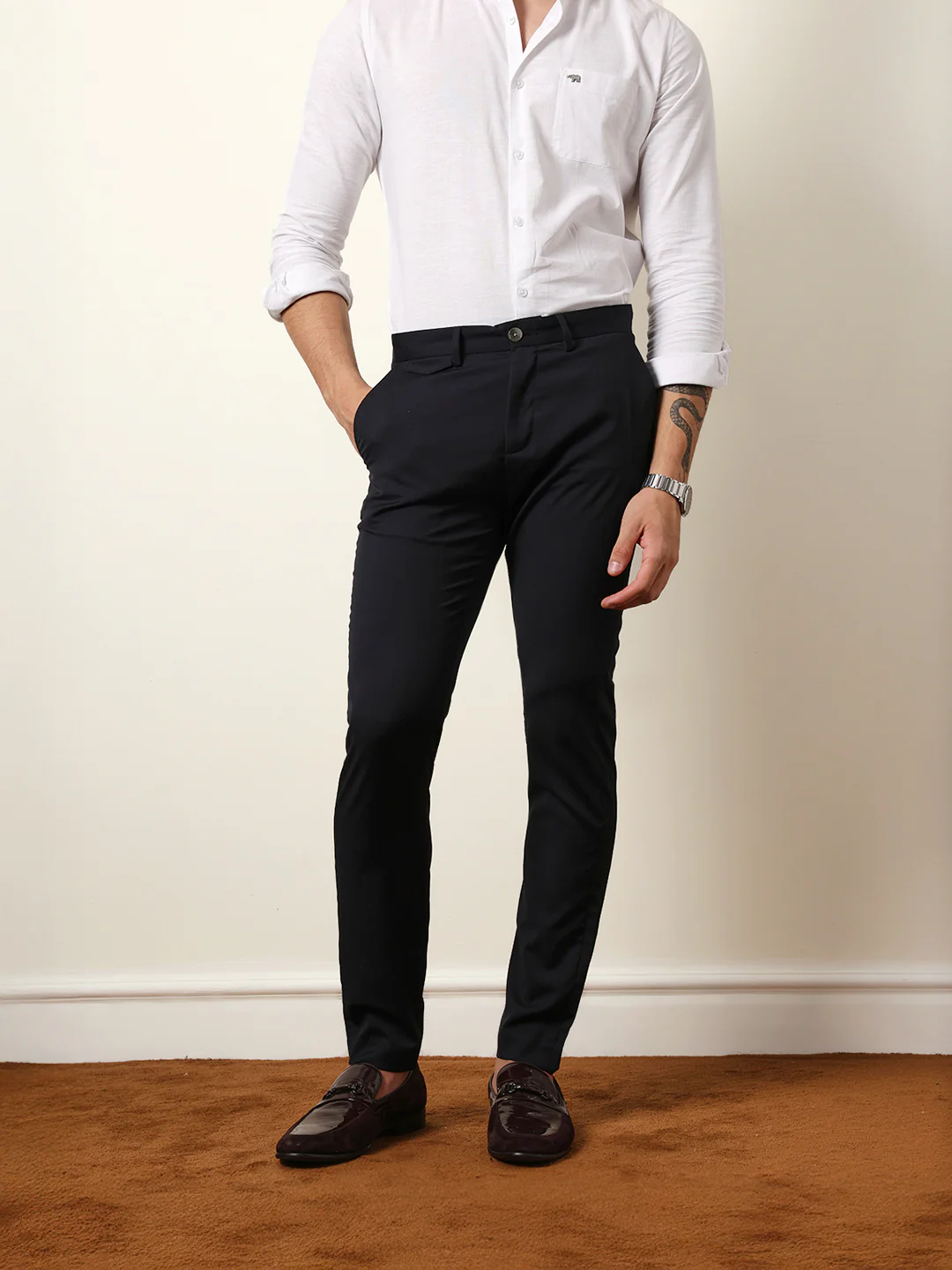 Men Solid Formal Trouser - Image 3