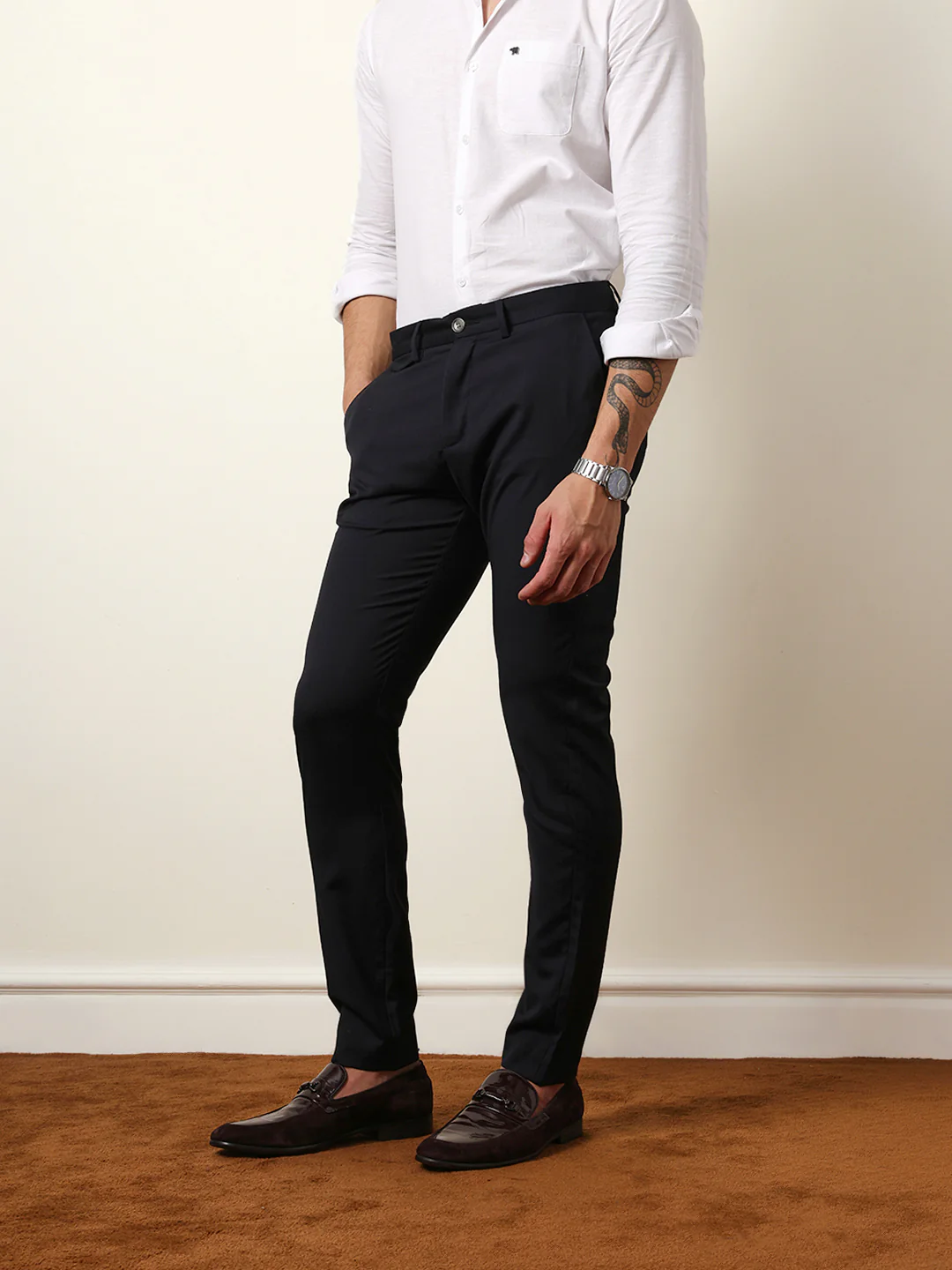 Men Solid Formal Trouser - Image 4