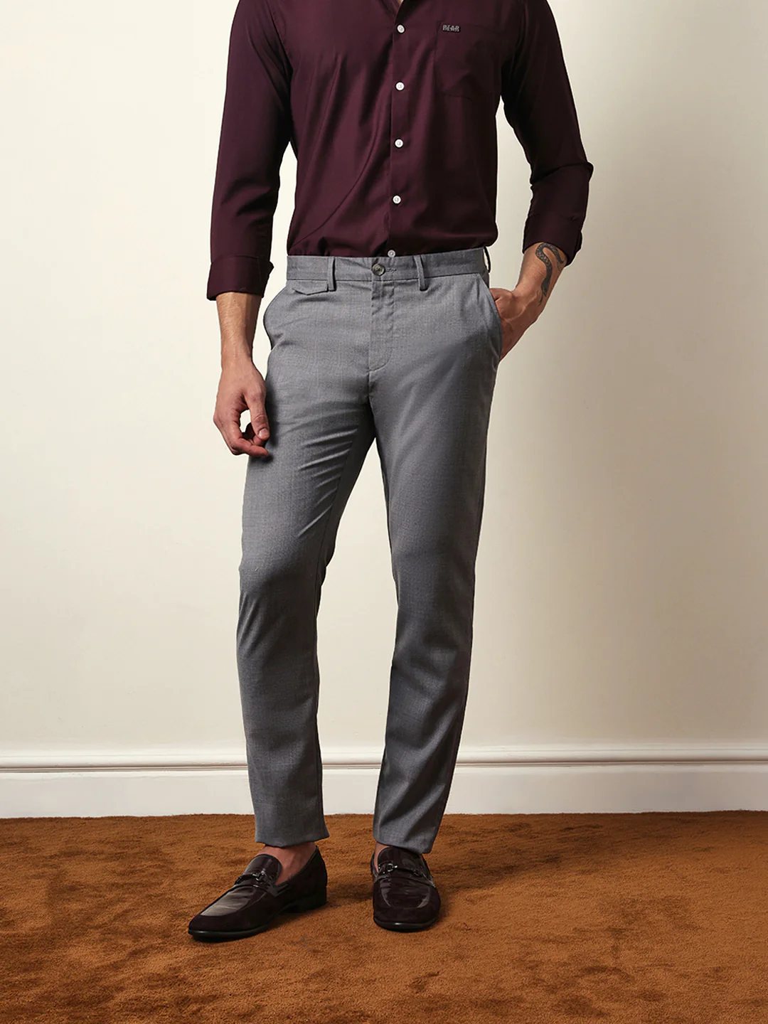 Men Solid Formal Trouser