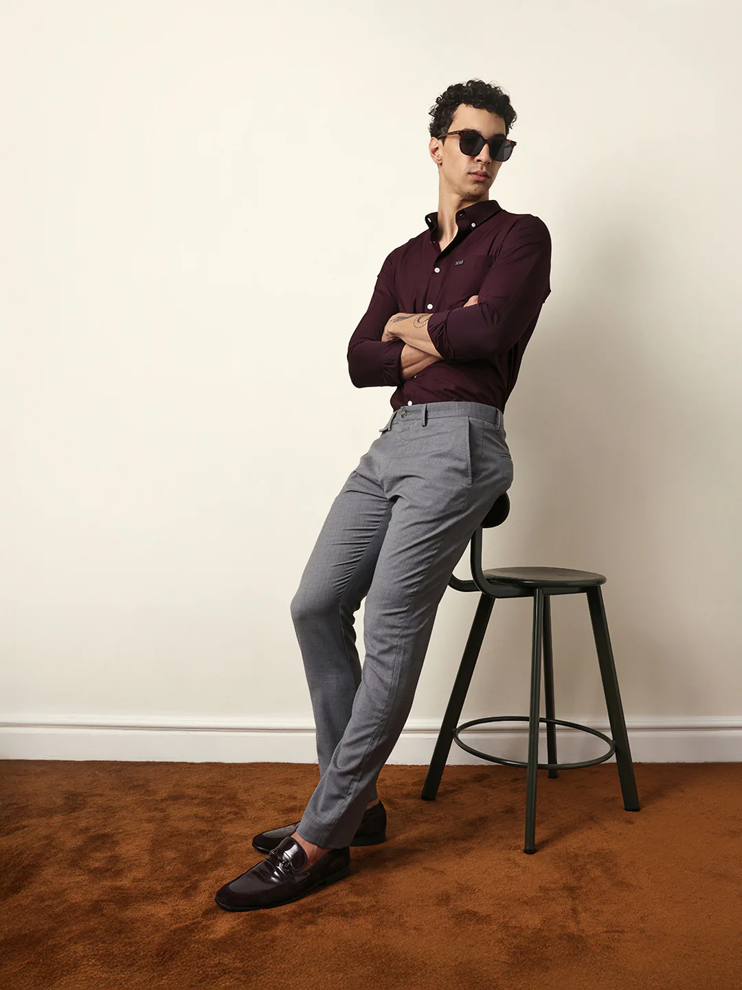 Men Solid Formal Trouser - Image 2
