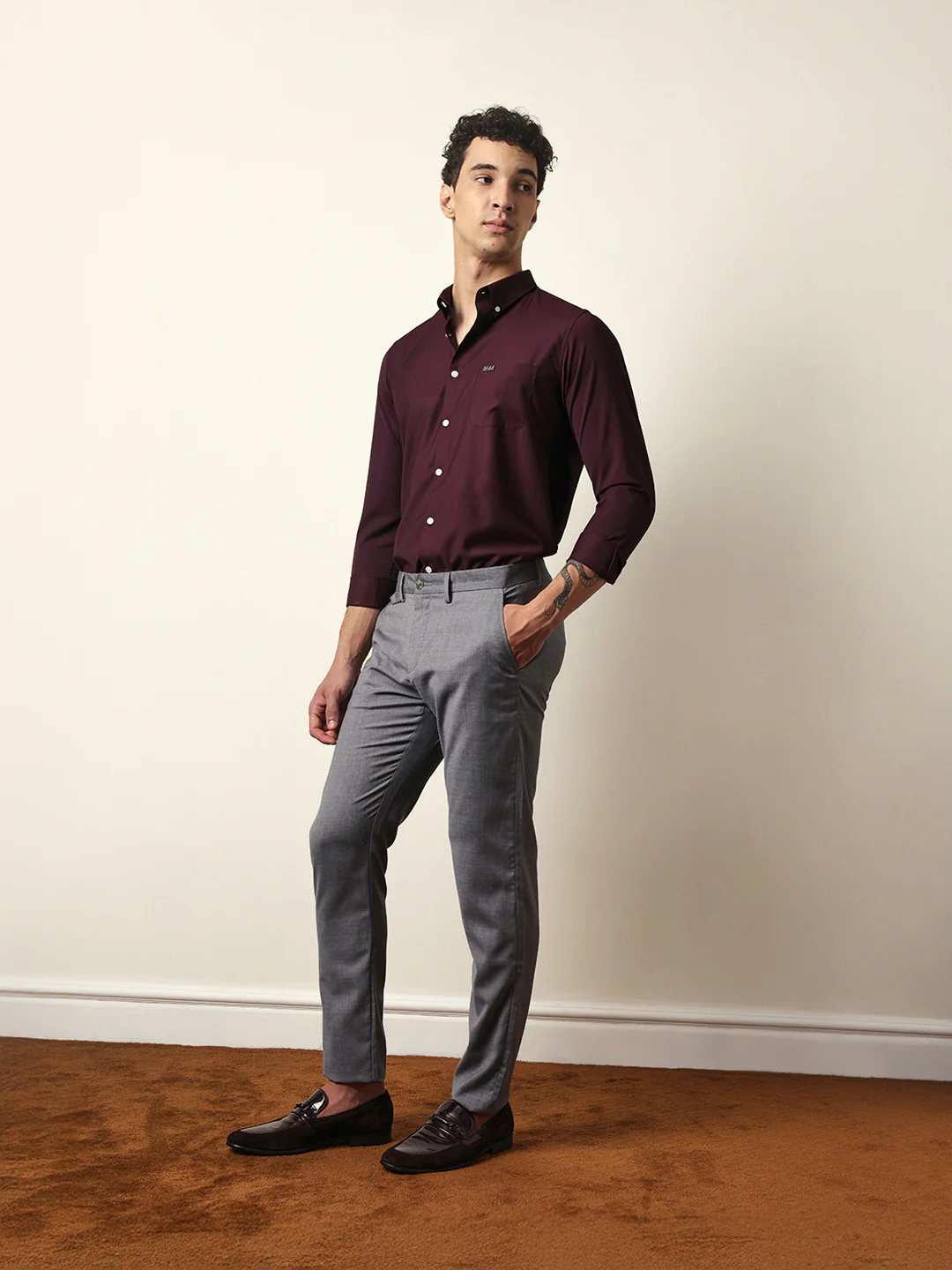 Men Solid Formal Trouser - Image 3