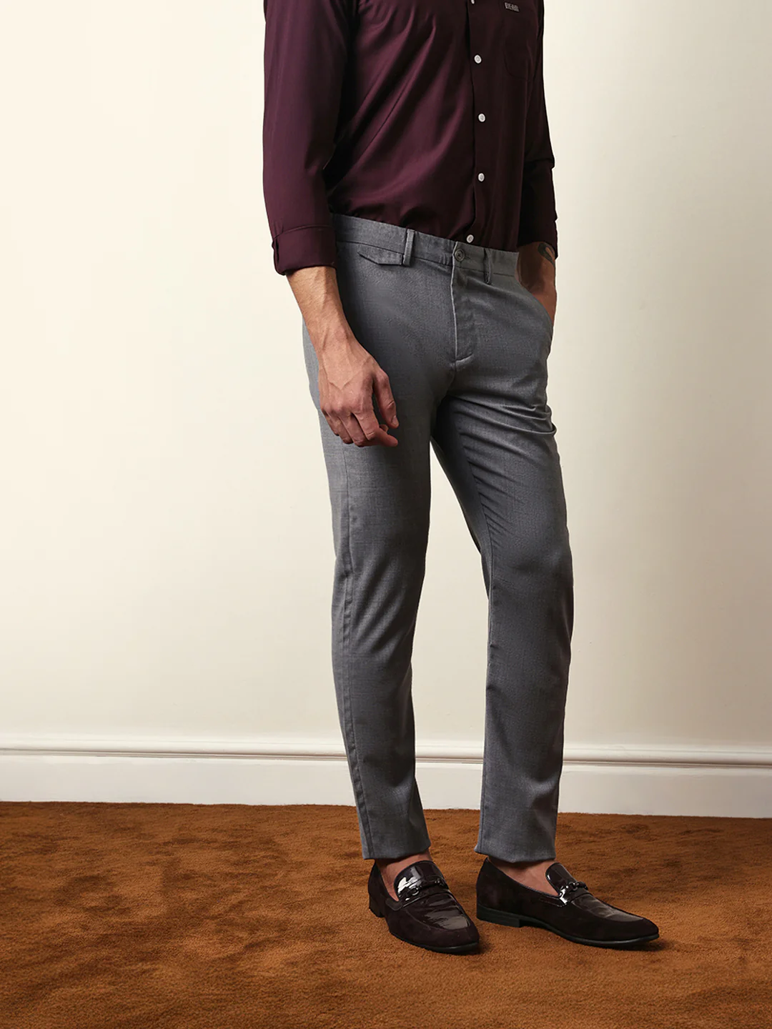 Men Solid Formal Trouser - Image 4