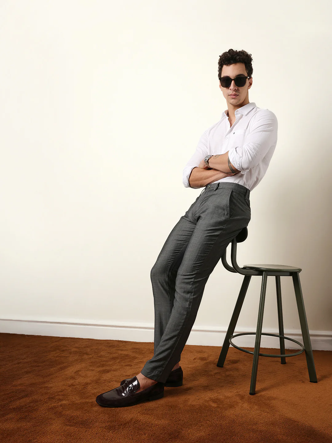 Men Solid Formal Trouser - Image 2