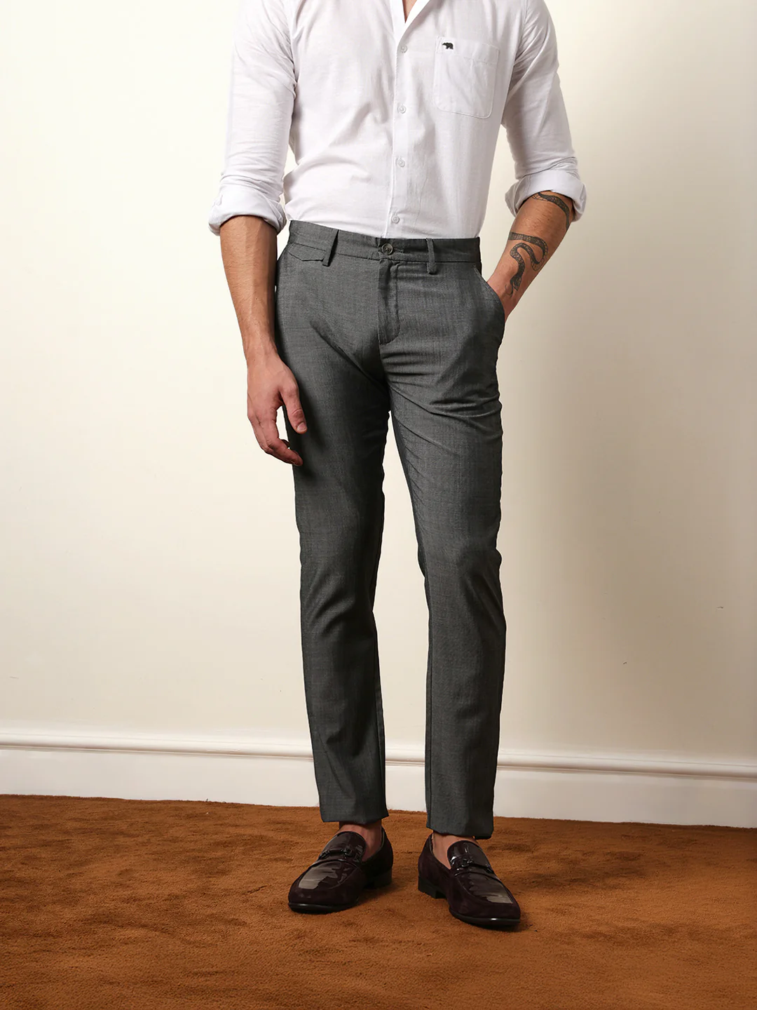 Men Solid Formal Trouser - Image 3