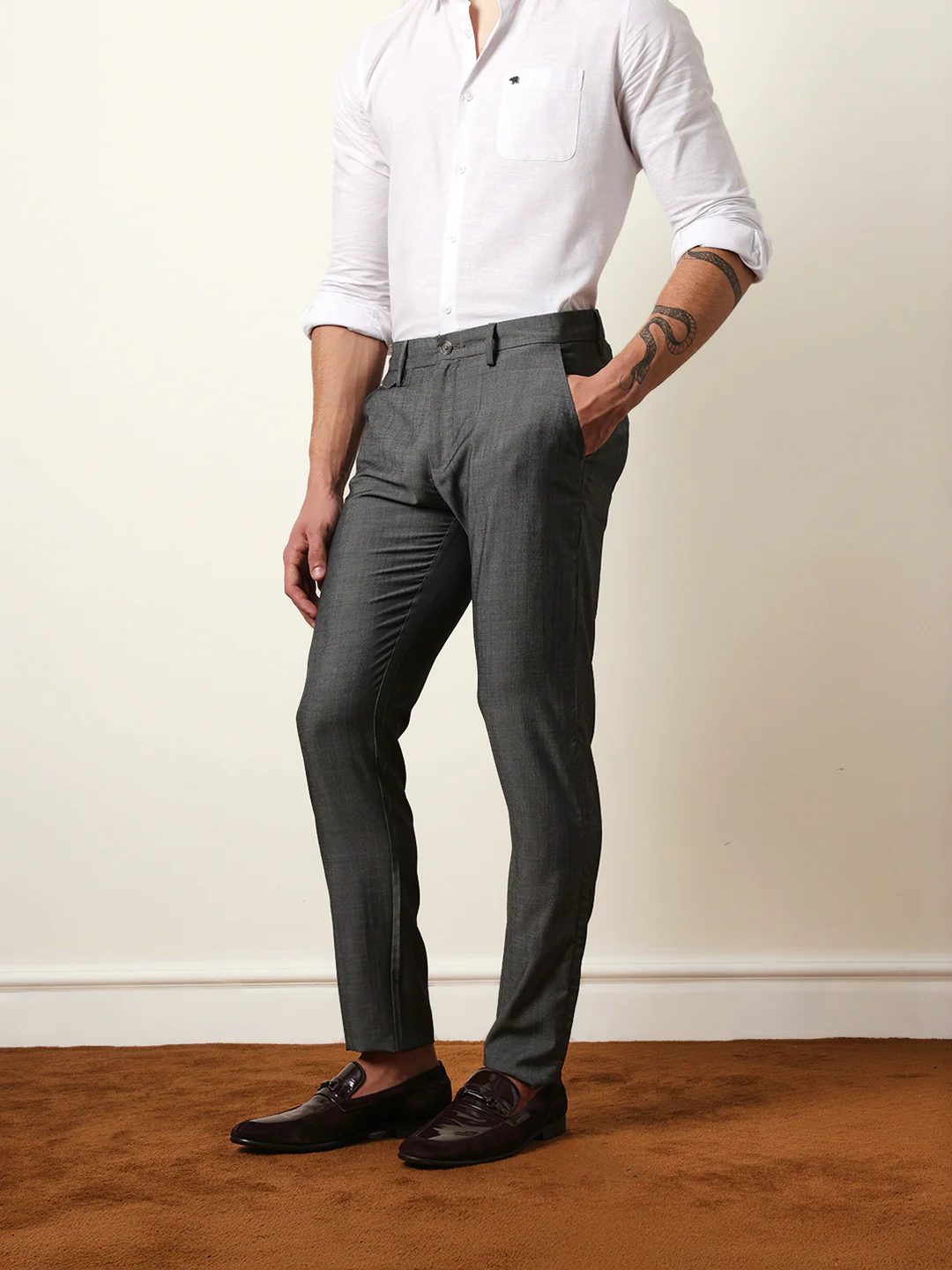 Men Solid Formal Trouser - Image 4