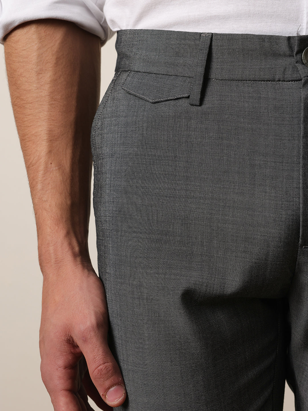 Men Solid Formal Trouser - Image 6