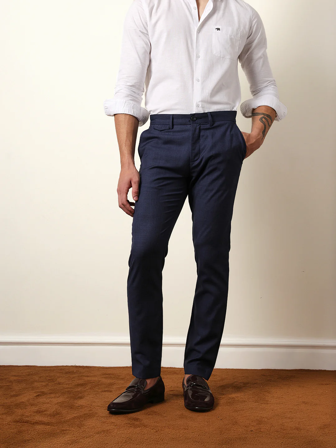 Men Solid Formal Trouser - Image 3