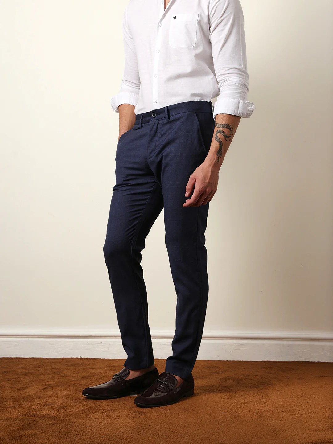 Men Solid Formal Trouser - Image 4