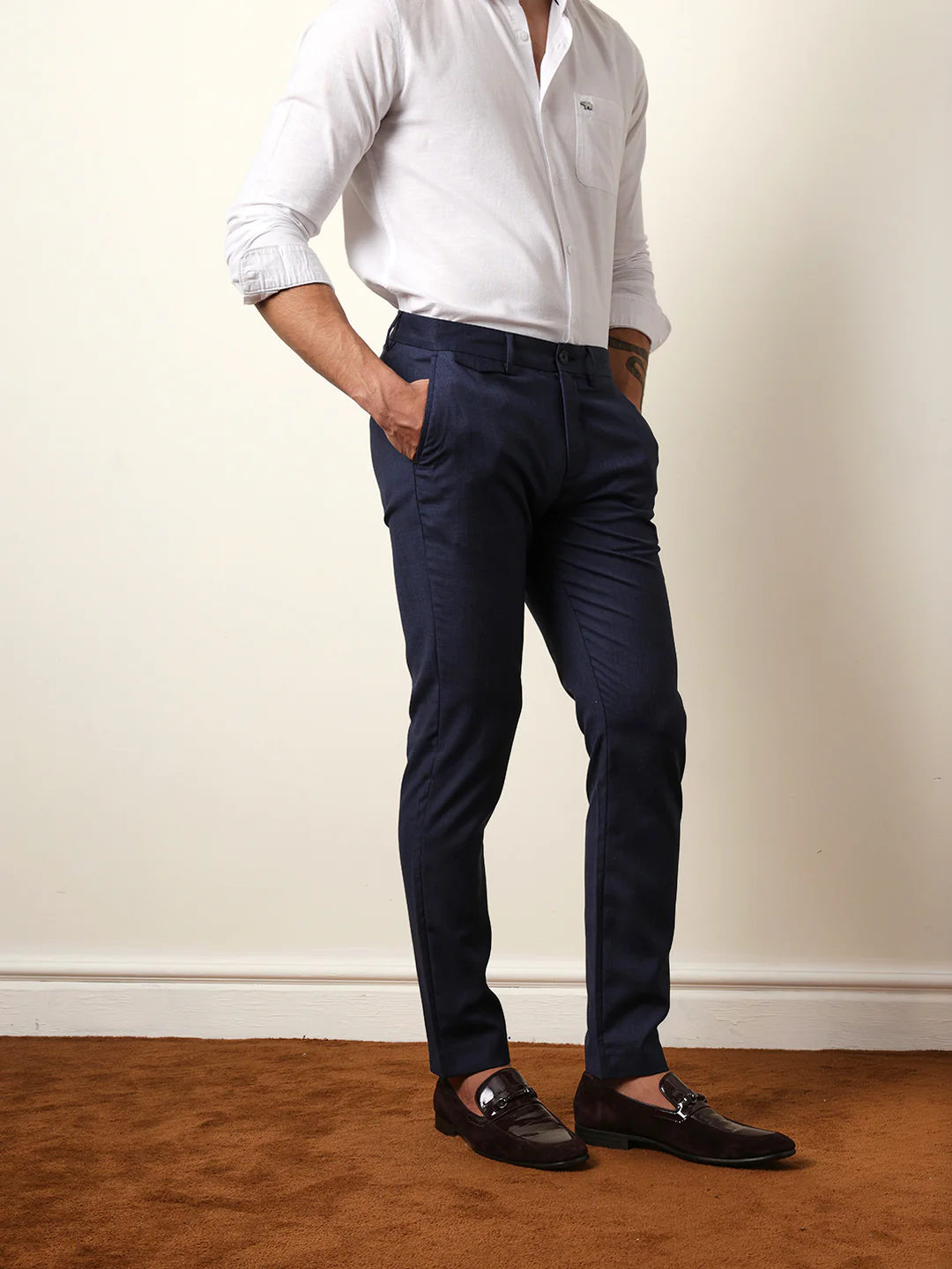 Men Solid Formal Trouser - Image 5