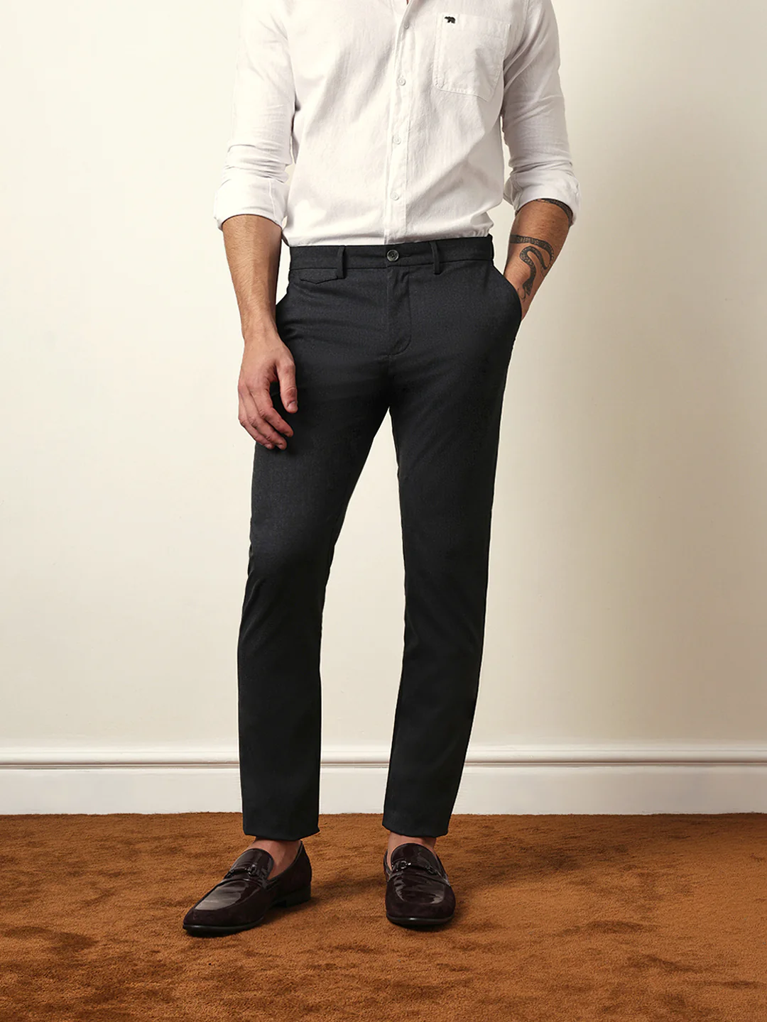 Men Solid Formal Trouser - Image 2