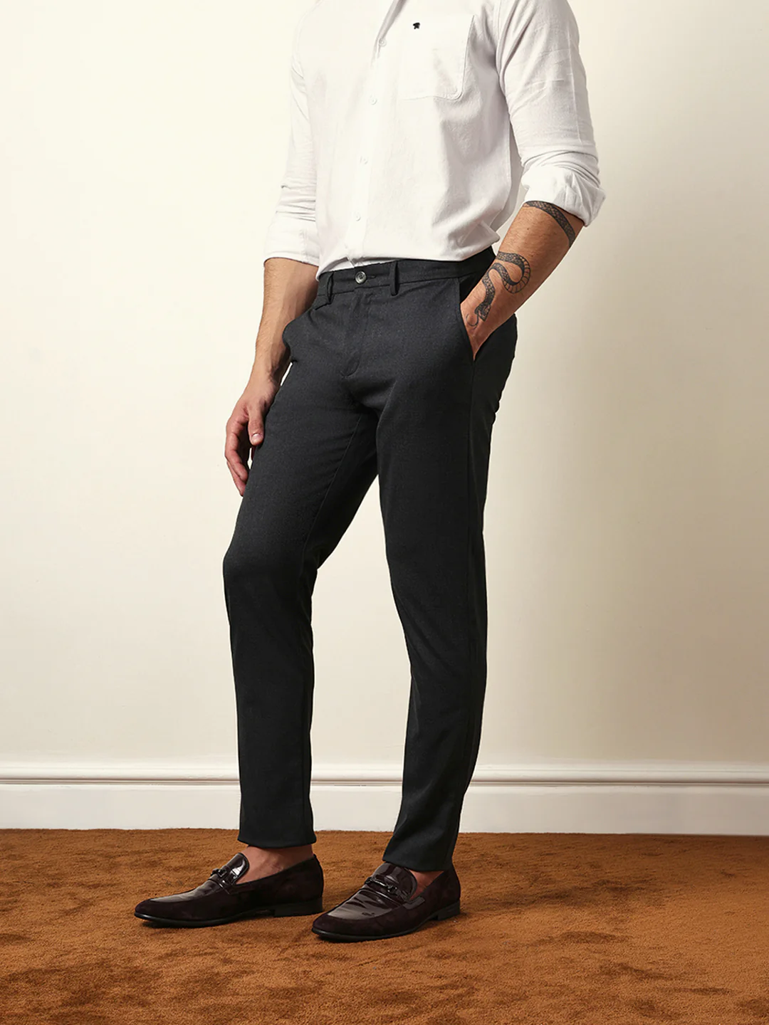 Men Solid Formal Trouser - Image 3