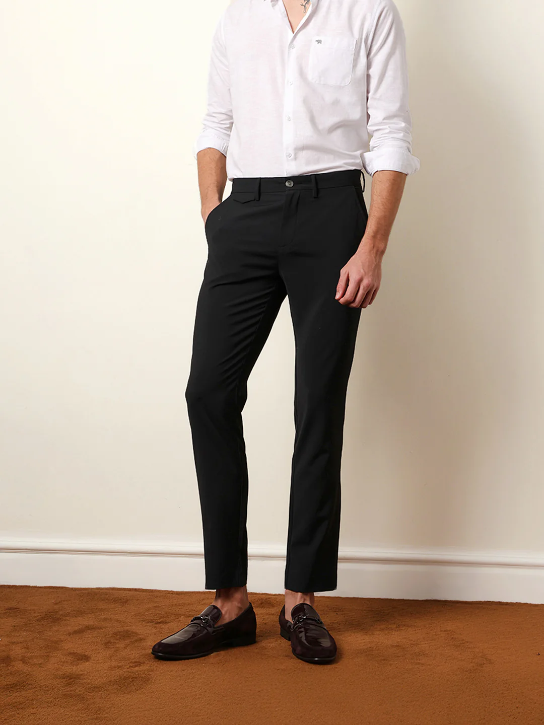 Men Solid Formal Trouser - Image 3