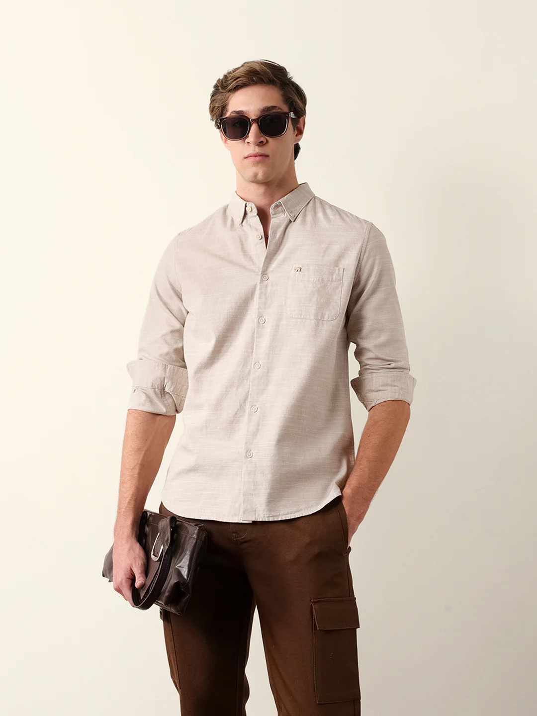 Men Solid Full Sleeve Casual Shirt - Image 2