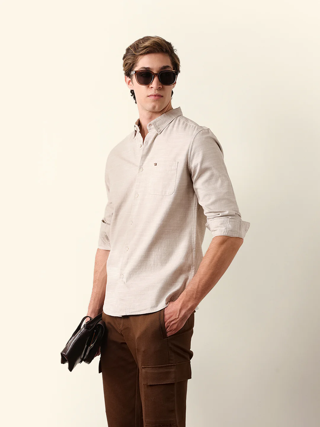 Men Solid Full Sleeve Casual Shirt - Image 3