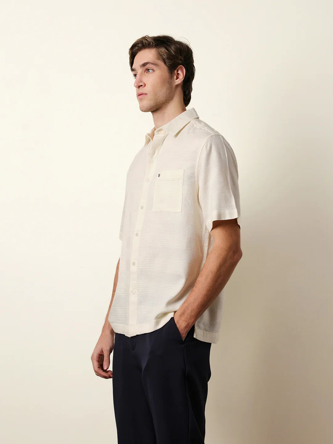 Men Solid Half Sleeve Casual Shirt - Image 4